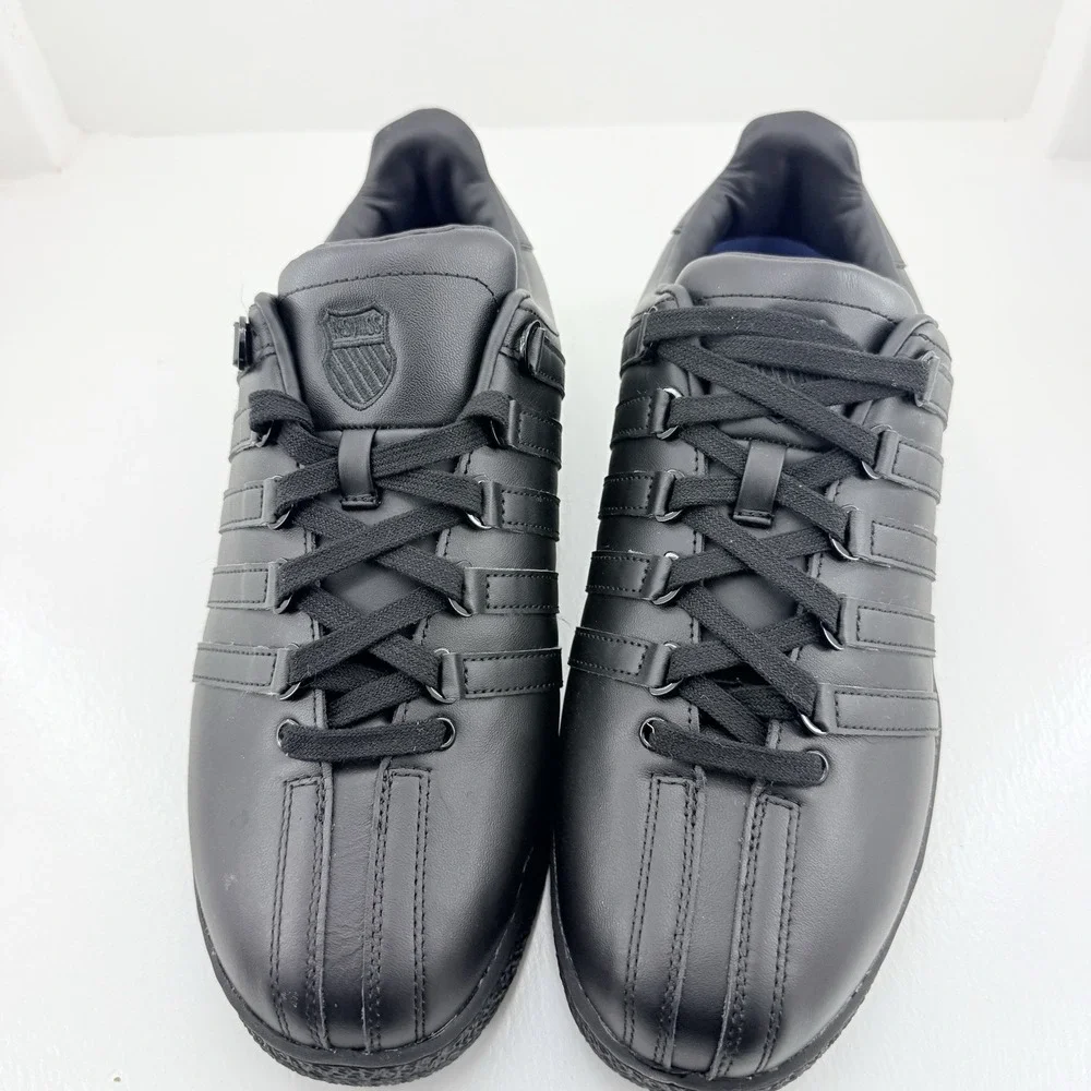 K-Swiss 07321-001-XW Low Sneakers Mens 11 XW Black Leather Extra Wide Shoes